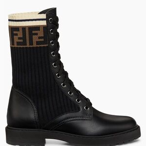Fendi Black and Brown Lace-Up Boots
